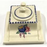Poole Pottery XO pattern single ink stand complete with lid and ink well.