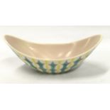 Poole Pottery Freeform shape 302 PS pattern concave bowl 9.75" width.