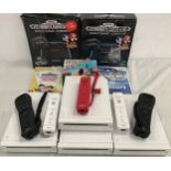 VARIOUS GAME CONSOLES TO INCLUDE WII AND SEGA MEGADRIVE. Comes with Games, cables and controllers.