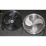 2 x large 18" floor standing high velocity air circulation fans, one chrome and one black