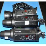 3 x Bowens Gemini GM750PRO flash heads c/w mains cables. Untested but removed from a working