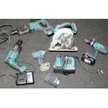 Various Makita tools to include drills, power packs etc.