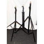 3 x photography studio lightstands, 2 x Calumet ref: MF6040 and 1 x Elinchrom stand