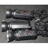 3 x Bowens Gemini GM750PRO flash heads c/w mains cables. Untested but removed from a working