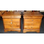 Two large solid wood French Louis Phillipe style bedside cupboards complete with electrics built