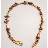 Vintage 9ct gold open byzantine link bracelet. 8", 3.2g (B)