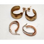 2 pairs 9ct gold earrings. 3.1g