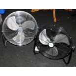 2 x large 18" floor standing high velocity air circulation fans, 1 x chrome and i x black