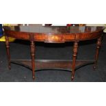 A Theodore Alexander regency style one drawer demi lune console/hall table 88x178x46cm.