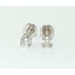 18ct white gold Diamond ear studs each being approx 0.20ct