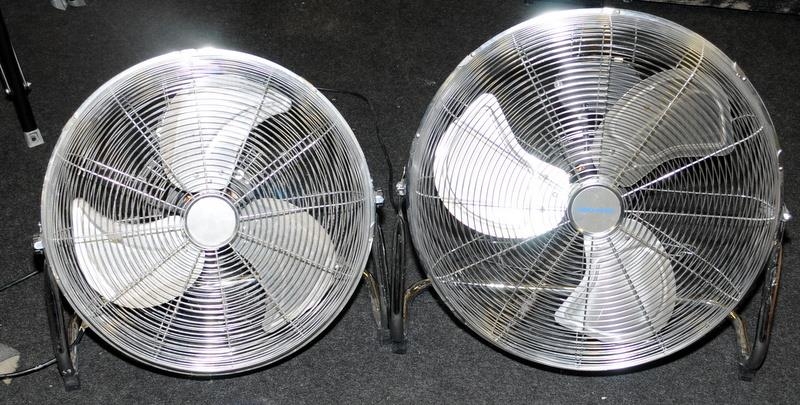 2 x large 18" chrome floor standing high velocity air circulation fans