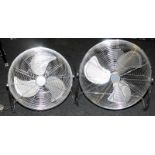 2 x large 18" chrome floor standing high velocity air circulation fans