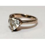 A 925 silver and CZ heart ring Size K 1/2.