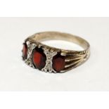 Vintage 715 silver ring set with three garnets. Size N