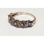A 925 silver and tanzanite 5 stone ring Size P