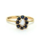 9ct gold ladies Sapphire and Opal cluster ring London H/M size N