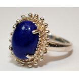 A lapis Lazuli oval 925 silver ring Size Q