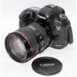 Canon EOS 5d Mark III DSLR camera with fitted EF 24-105 1:4 zoom lens. Comes with battery and