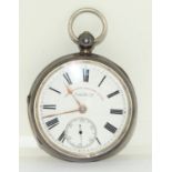 Silver open face pocket watch full H/M working