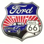 Ford Route 66 contemporary enamel sign 31x31cm.