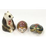 Royal Crown Derby collection of paperweights to include panda bear, turtle and hedgehog (3).