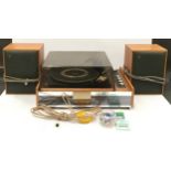 Vintage Decca stereo system with speakers and Garrard turntable. Includes spare needles/stylus.