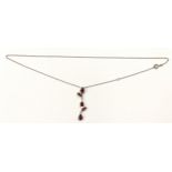 Pear cut garnet white gold 925 silver drop pendant.