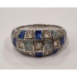 Vintage 925 sterling silver enamel and CZ ring Size P