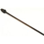 Hand carved hard wood walking stick 80cm long possibly coramandle.