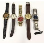 Various gents watches including a Credit Suisse wristwatch with 1g 24ct gold ingot.