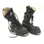 Pair of New Rock "Reactor" leather punk/goth boots size 41.