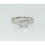 14ct white gold ladies Diamond solitaire ring of approx 80 points size M