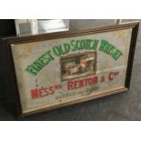 "Mess Rs Renton & Coy" Finest Old Scotch Whisky vintage framed advertising mirror 95x60cm.