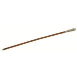 Early Victorian swagger stick with white metal handle, highly decorated, 72cm long.