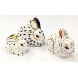 Royal Crown Derby collection of bunny rabbit paperweights (3).
