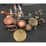 Large collection of brass and other metalware.