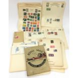 Schoolboy stamp collection. Good collection of world stamps in an album and loose sheets.