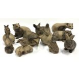Poole Pottery collection of Barbara Linley Adams stoneware animal figurines (11).