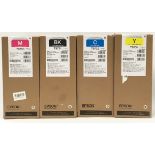 Complete set of Epson printer toner cartridges all sealed unused. Includes: Magenta T9733, Black