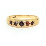 9ct Garnet 5 stone gypsy ring size O