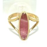 9ct gold ladies vintage Rhodochrosite Bezel set ring size N