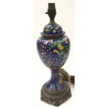 Antique oriental cloisonne vase converted to a lamp base 41cm.