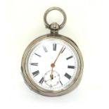 Vintage Silver open face pocket watch key wind working