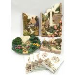 Collection of Lilliput Lane plaques, plate and some catalogues.