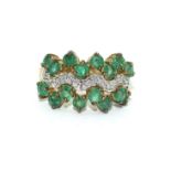9ct gold ladies vintage Emerald and Diamond ring size M