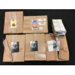 Six boxes of as new postcards featuring various subjects to include military. Each box features