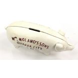 Wm Moland's Sons advertising cast pig money box.