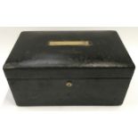 Victorian black despatch box by Jenner & Knewstub to the queen, the top inscribed W R Carthorne,