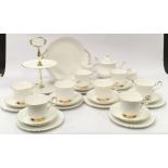 Royal Albert Val D'or tea set for eight place settings to include cake stand, sandwich plate etc. 21