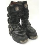 Pair of New Rock "Reactor" leather punk/goth boots size 40.